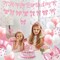 Pink Bow Party Decorations, 47 Pcs Coquette Birthday Party Decorations, Pre-Strung Happy Birthday Banner Bow Garland for Girls Birthday Baby Shower Bridal Shower Bachelorette Party Decor